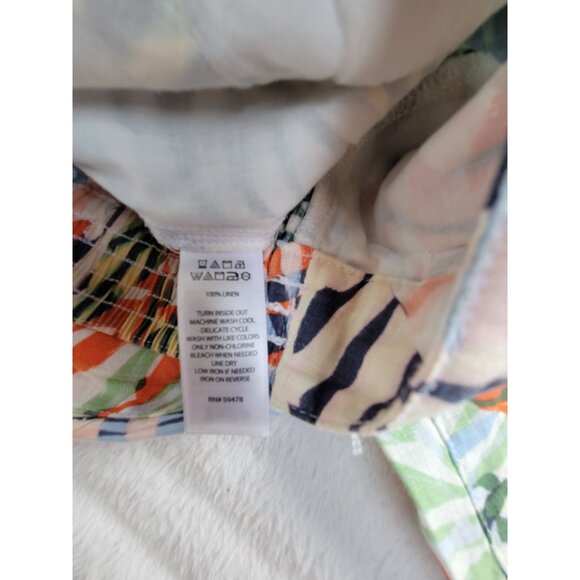 Tahari Womens Tropical Leaf Print Linen Wide-Leg Crop Pants Womens Medium Summer - Picture 4 of 10